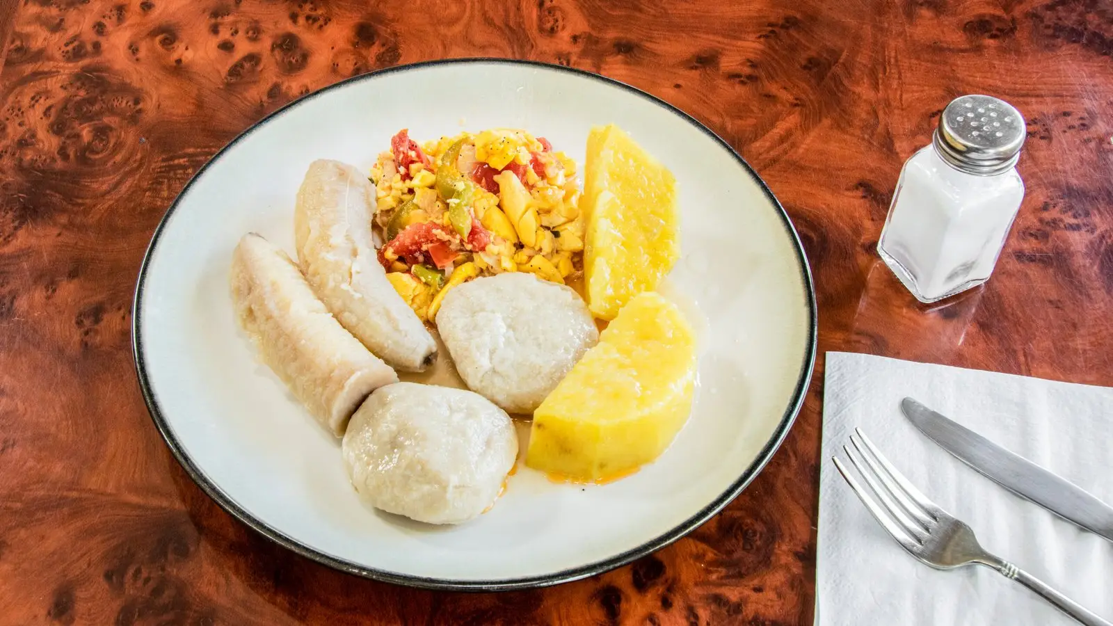 Ackee & Salt Fish with Boil Food