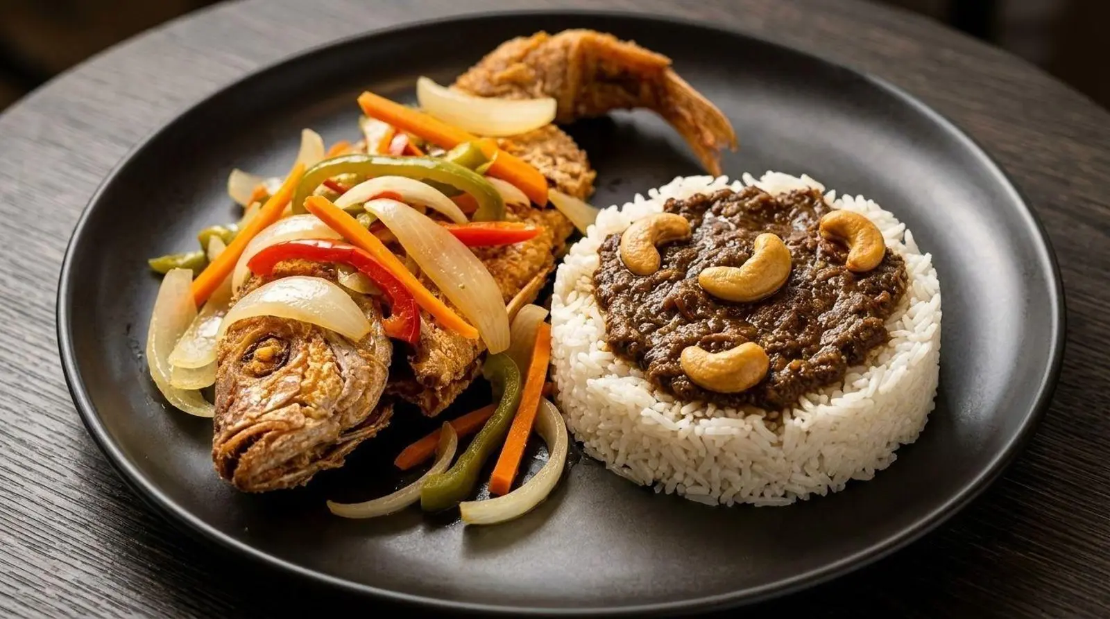 Escovitch snapper topped with pickled peppers and onions